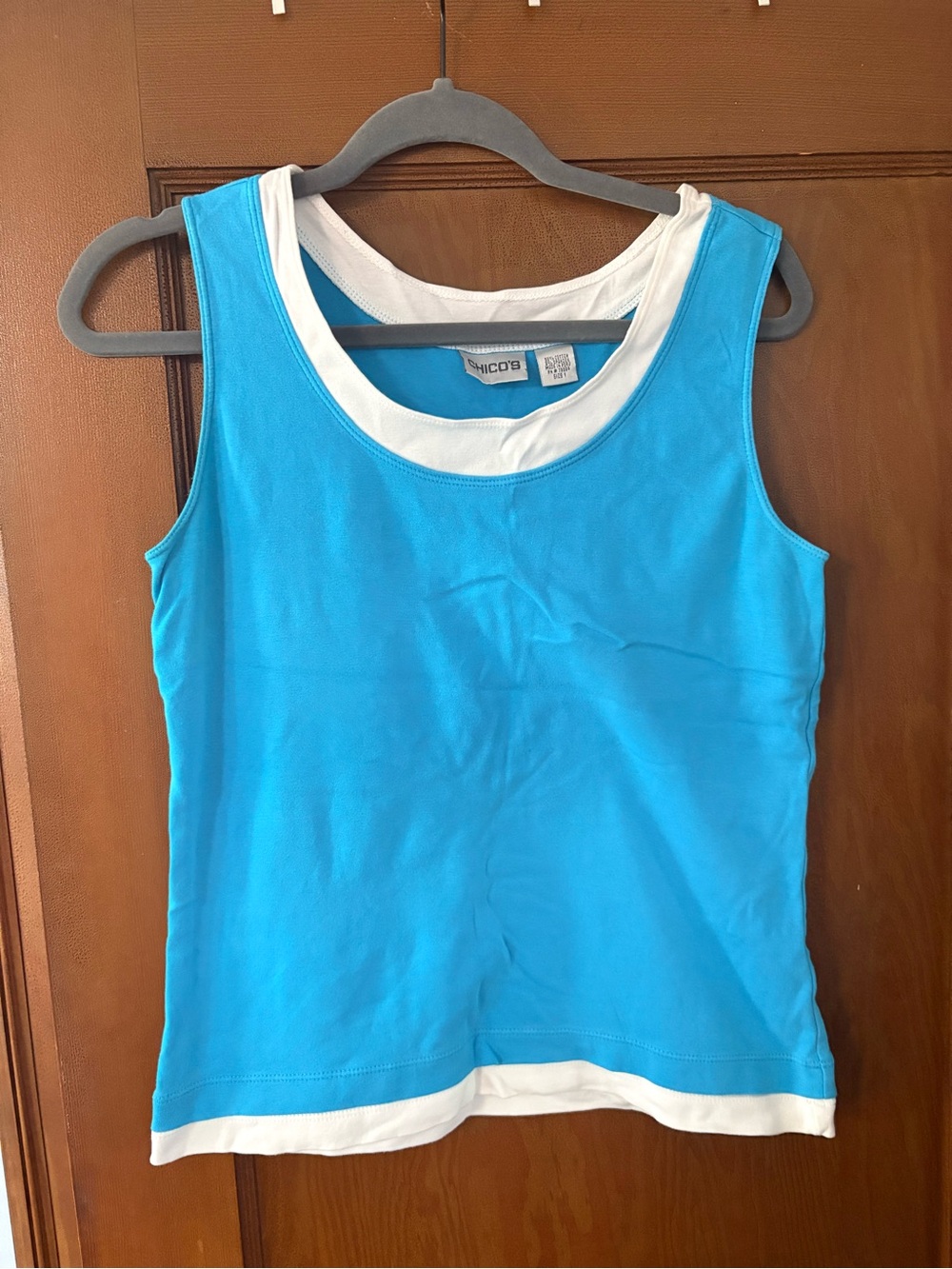 Y2K Blue and White Layered Tank Top size L